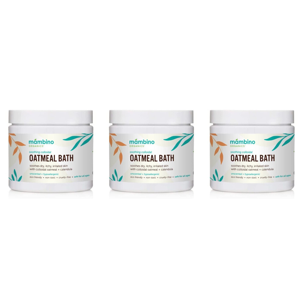 Mambino Organics Trattamento Da Bagno Calmante Con Farina D'avena Colloidale Naturale Al 100% Per Il Trattamento E Il Sollievo Del Prurito Secco, 4 Once, 3-Pack Soothing Oatmeal Bath Powder-image