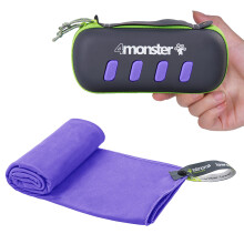 4Monster Microfiber Handduk Resehandduk Camping Handduk Snabbtorkande Mjuk Lttvikt Lmplig fr Gym Beach Simning Backpacking och mer (Lila Mediu