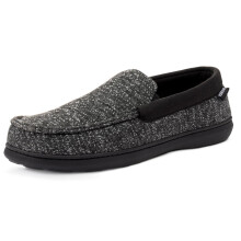 RockDove Men's SILVADUR Tweed Memory Foam Moc Slipper Size 10 US Men Black