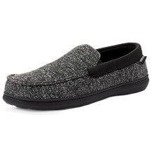 RockDove Men's SILVADUR Tweed Memory Foam Moc Slipper  Size 9 US Men  Black