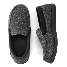 RockDove Men's Tweed Memory Foam Moc Slipper Size 12 US Men Black