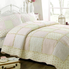 Cozy Line Home Fashions 100% Coton Réel Patchwork Réversible Shabby Chic Floral Rose Pêche Ensemble de Couette
