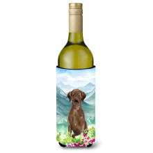 """"Carolines Treasures CK1986LITERK Mountian Flowers Chocolate Lab Wine Bottle Hugger kall-dryck-koozies 750 ml Multicolor""""