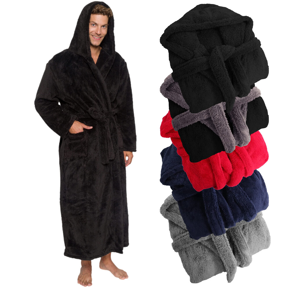 Peignoir de bain de luxe Ross Michaels pour homme, grande taille, en polaire, avec capuche et poches, id?al pour les hommes et les adolescents.