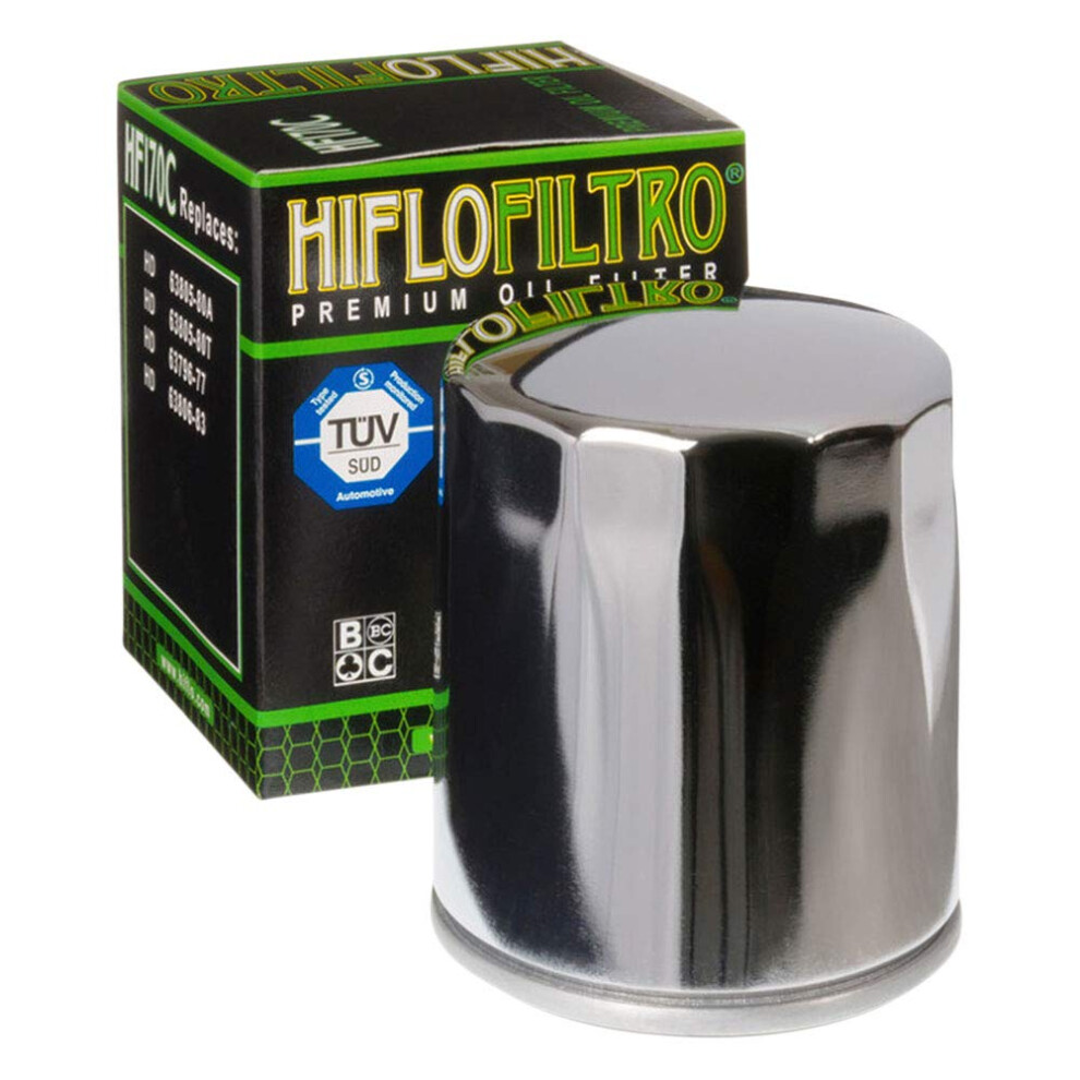 Hiflo Oil Filter Hf170c Chrome - Compatible With Harley Davidson - Replaces 63796-77A / Kn170 766973228512