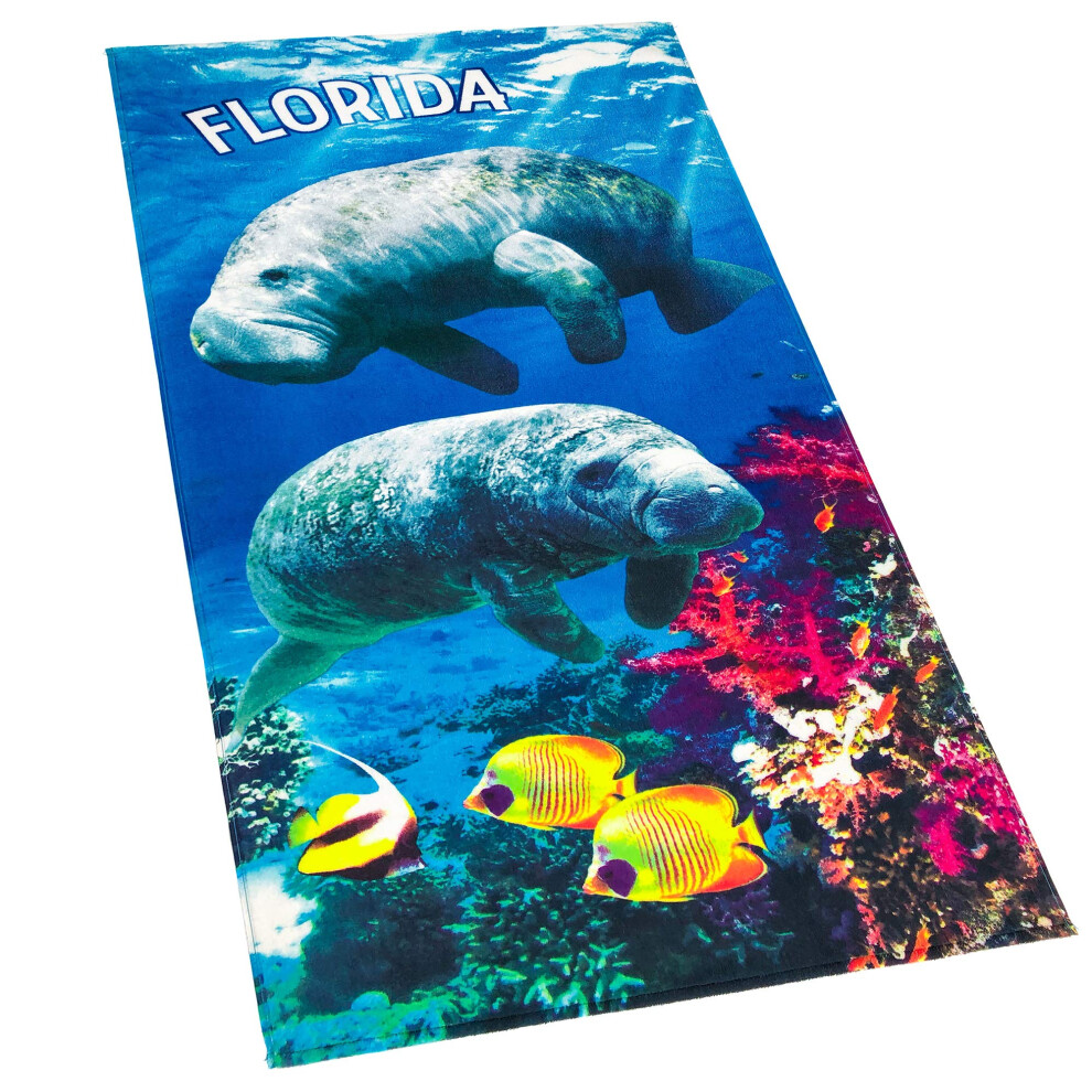 Serviette de plage Softerry Florida Manatees 30 x 60 pouces Velours imprim    100 % coton