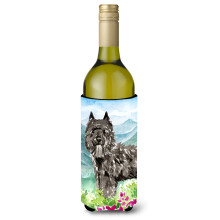 Caroline's Treasures CK2543LITERK Flowers Bouvier des Flandres Weinflasche Hugger Cold-Beverage-Koozies 750 ml Mehrfarbig