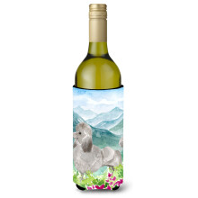 Caroline's Treasures CK1975LITERK Mountian Flowers Silver Poodle Weinflasche Hugger Cold-Beverage-Koozies 750 ml Mehrfarbig
