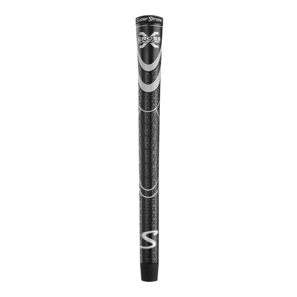 SuperStroke Cross Comfort Golf Club Grip  Black/Gray Oversized | Soft & Tacky Polyurethane That Boosts Traction | X-Style Surface & Non-Slip