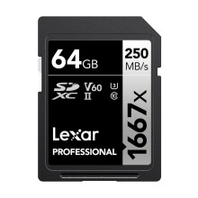 Lexar 64 GB Professional 1667x SDXC-Speicherkarte, UHS-II C10 U3 V60, Full-HD- und 4K-Video, bis zu 250 MB/s Lesen, f r professionelle Fotografen