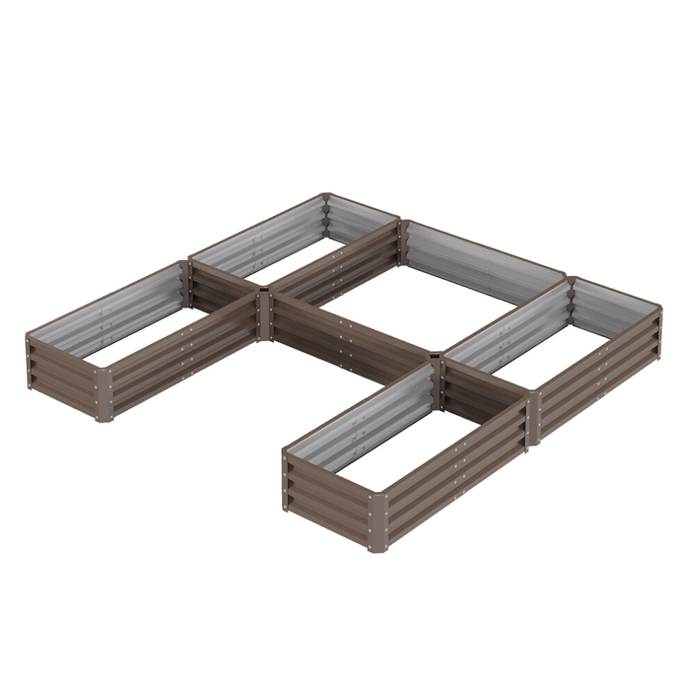 (Brown) U-shaped Raised Garden Bed with 5 Compartments