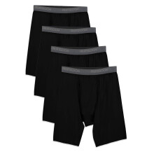 Bóxer micro-estiramiento para hombre de Fruit of the Loom, negro/gris, pierna larga, 2X-Large