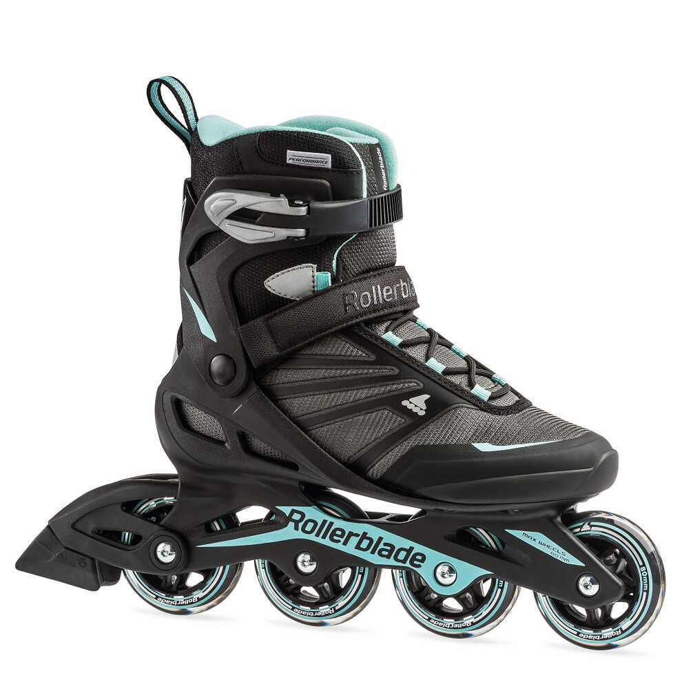 Rollerblade Zetrablade Patins     roues align   es pour femmes, noir et bleu clair, pour le fitness et la performance