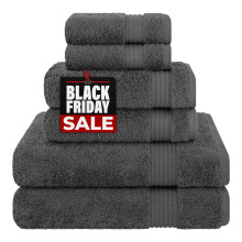 Cotton Paradise 6 Piece Towel Set  100% Turkish Cotton Soft Absorbent Towels for Bathroom  2 Bath Towels 2 Hand Towels 2 Washcloths  Gray Towel Set