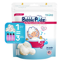 TruKid Bubble Podz Bubbelbad voor baby's en kinderen Zachte, verfrissende badbom voor de gevoelige huid pH-balans 7 voor gevoelige ogen Natuurlijke mo