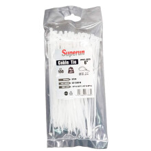 Superun Clear Zip Ties 6 tuuman 40 paunan vetolujuuslankasiteet (teollisuusluokan nippusiteet), 100 kpl, valkoinen