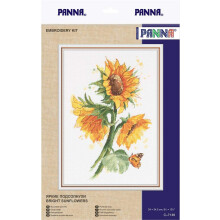 PANNA - Counted Cross Stitch Kit - Bright Sunflowers - C-7136-16 Count - Aida - 13,58 x 9,45 tum - DIY-kit