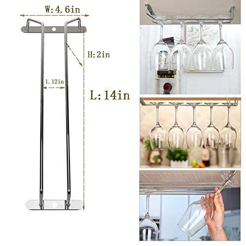 RedDreamer 14-Inch Κρεμαστός Ράφι Ποτηριών Κρασιού, Χάλυβας Inox, Κάτω από Ντουλάπι 1