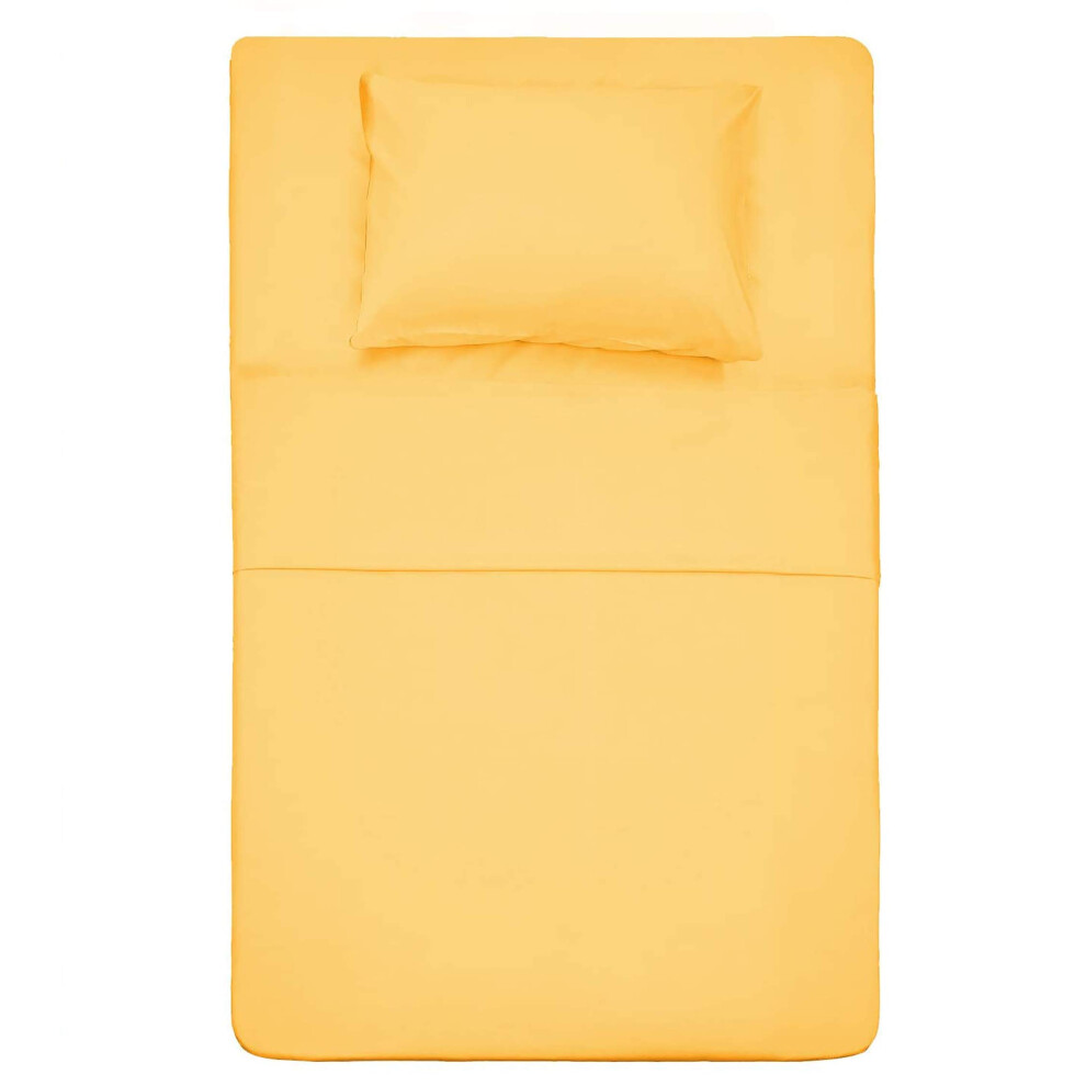 Parure de lit Best Season en microfibre 1800 fils r   sistante     la d   coloration (1 drap plat, 1 drap-housse et 1 taie d'oreiller) Jaune