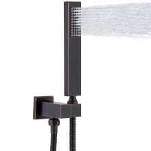 Hand-held Shower Head Set - Oil Rubbed Bronze Brass Handheld Shower Wand with Wall Mount Adjustable Elbow Holder and 59inch Long Hose - Modern Rectan