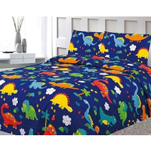 Sapphire Home 3 Piece Dinosaur Twin Bed Sheets for Kids - Fitted Sheet Kids' Sheet & Pillowcase Sets - Dinosaur Room Decor for Boys - Toddler Bed Sh