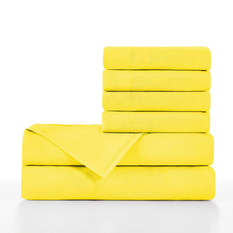Parure de lit Basic Choice Luxury Soft 2000 Series, certifi   e Standard 100 par Oeko-Tex, jaune, 6 pi   ces, California King