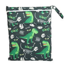 Sigzagor Wet Bag Detsk ltkov taka na plenky Opakovane pouiteln se dvema kapsami na zip Chlapci (zelen dinosaurus)