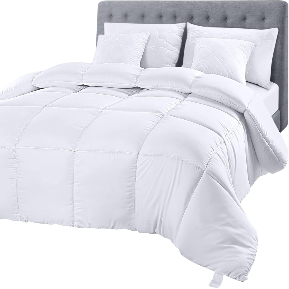 Housse de couette Utopia Bedding - Couette matelass   e avec pattes d'angle - Couette alternative au duvet cousue en bo   te pour lit double XL, blanc