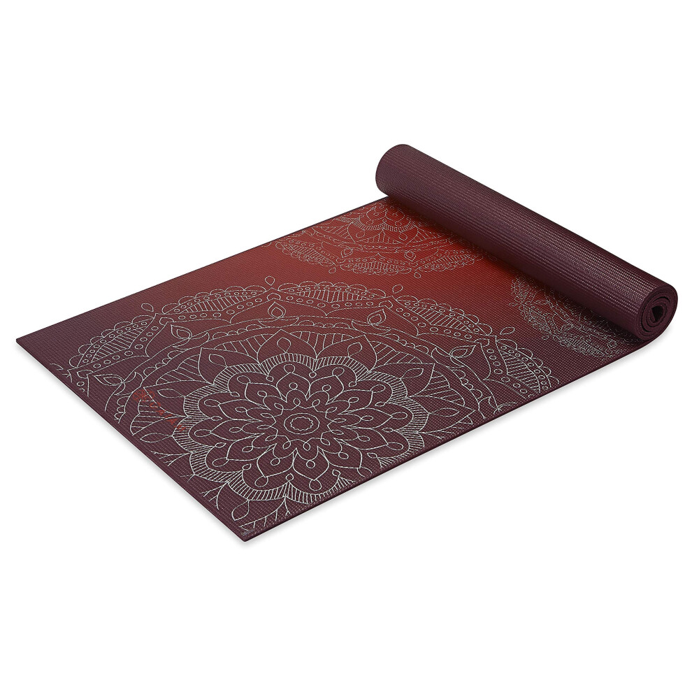 Gaiam Yoga Mat Premium Print Extra Thick Non Slip Exercise & Fitness Mat for All Types of Yoga  Pilates & Floor Workouts  Metallic Sunset  6mm