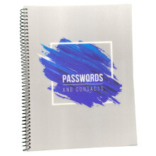 RE-FOCUS Wachtwoordboek met alfabetische tabbladen 10 """"x7.6 """" spiraalgebonden inloggegevenshouder bewaart alle internet-inloggegevens (blauw)