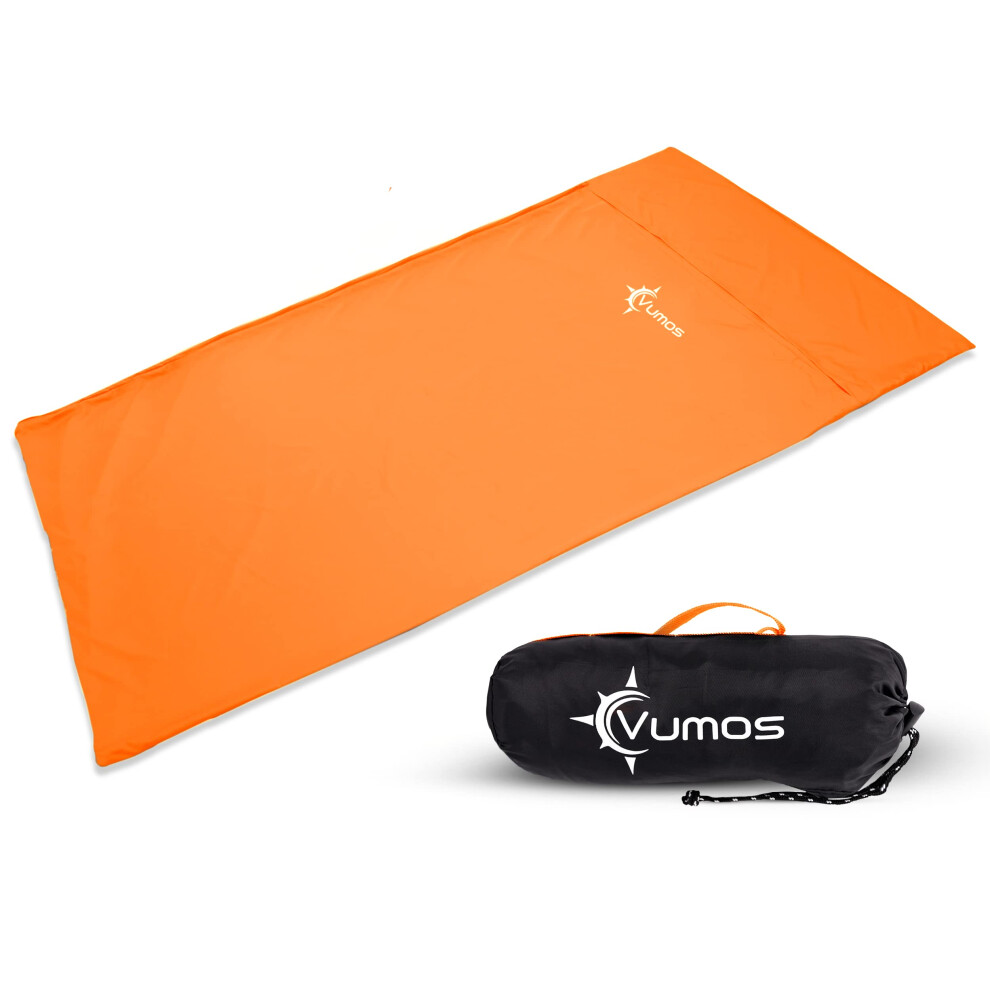 Drap de couchage et drap de camping Vumos - Mati   re soyeuse pour le voyage - Fermeture    clair sur toute la longueur - Orange