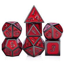 DnDnD Röda D&D Spel Tärningar, 7 Delar Metall Tärningsset med Presentmetallåda för RPG
