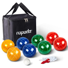 ropoda 90 mm Boccia-Kugel-Set mit 8 Bllen, Pallino-Koffer und Messseil fr Hinterhof, Rasen, Strand und mehr (Boccia-Kugel-Set fr 4 bis 8 Personen)