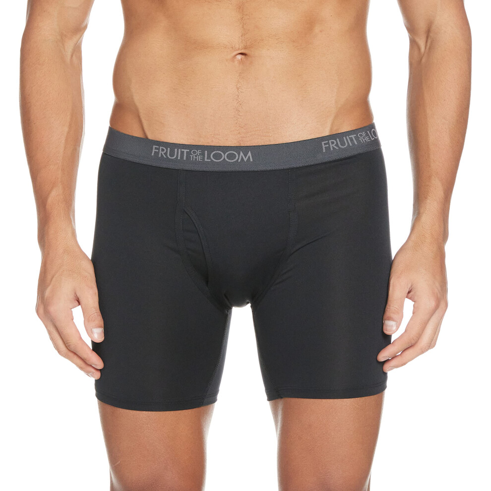 Fruit of the Loom mens Micro-stretch Boxer Briefs  Boxer Brief - 4 Pack Black  XX-Large US