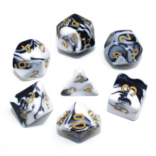 Ensemble de ds DND en marbre noir et blanc RPG Polydral Dice Fit Dungeons and Dragons (D&D) Pathfinder MTG Table Top Toppe Play Game 7-DIE DICE SET