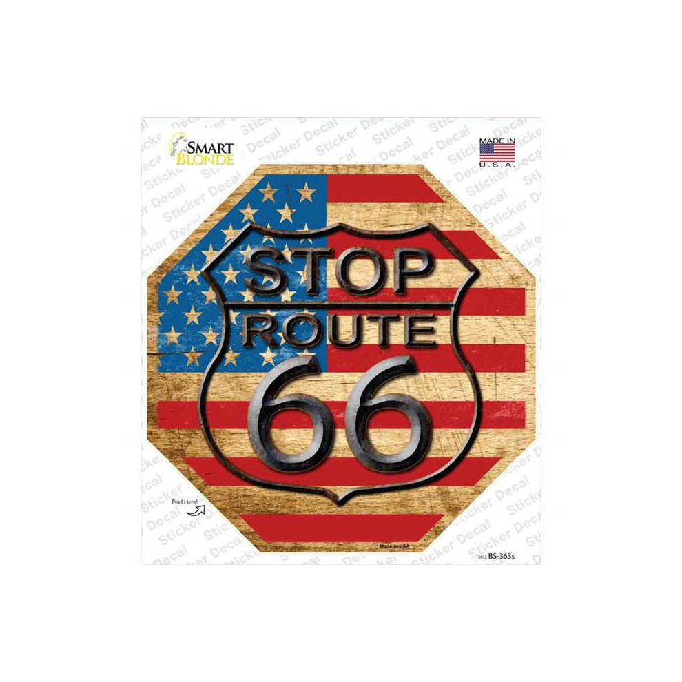 Smart Blonde Bs-363S-M Route 66 American Flag Vintage Novelty Octagon Sticker Decal - Medium 727897989484