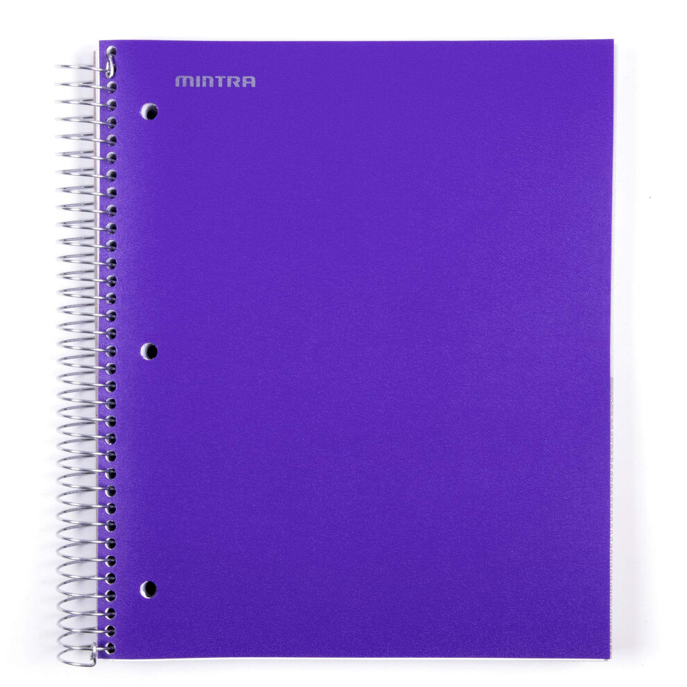 Mintra Office Durable Spiral Notebooks  5 Subject  Purple  College Ruled 1pk  200 Sheets Poly Pockets  Moisture Resistant Cover  School  Office  Busin-image-OPC-PFXVKZM-NEW
