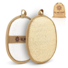 Almooni Premium Exfoli?ende Loofah Pad Body Scrubber Gemaakt met natuurlijke Egyptische Douche Loofa Spons die je schoon maakt en niet alleen zeep ve