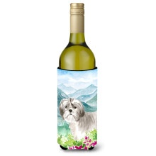 Caroline's Treasures CK2520LITERK Mountain Flowers Shih Tzu Puppy Weinflasche Hugger Cold-Beverage-Koozies 750 ml Mehrfarbig