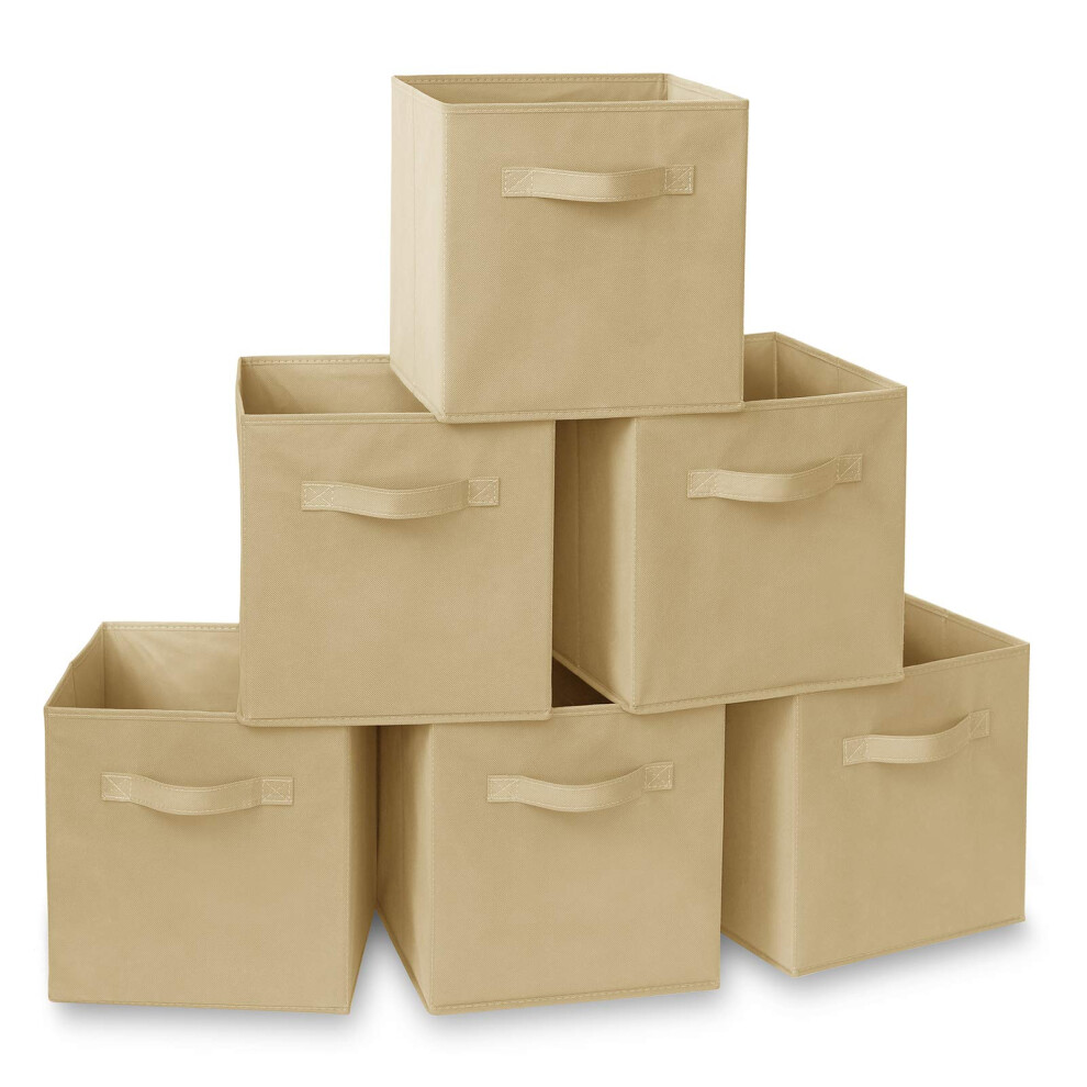 Casafield Lot de 6 bacs de rangement pliables en tissu beige sable - 11 paniers pliables en tissu pour    tag   res, casiers et plus