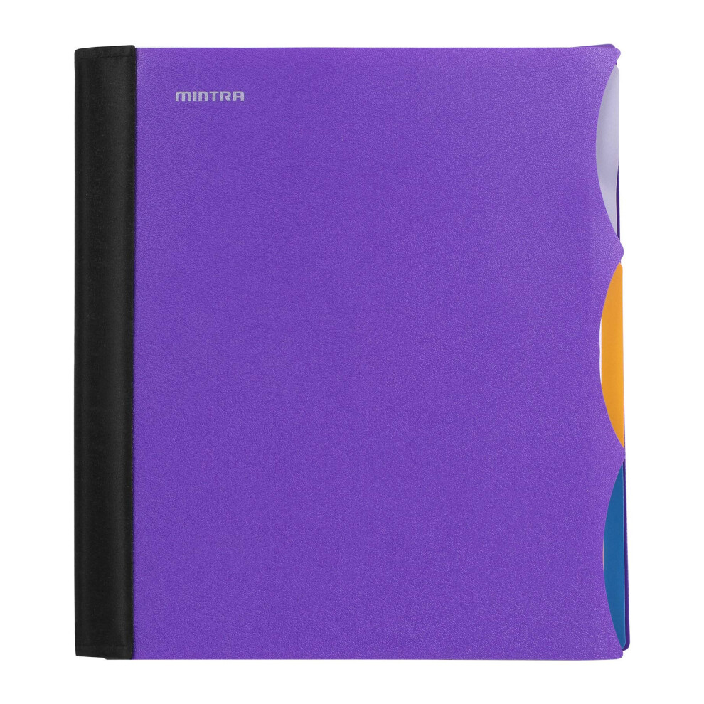 Mintra Office Durable PREMIUM Spiral Notebook  Purple  3 Subject  8.5in x 11in  Fabric Covered Coils  No Snags  Removable Adjustable Pocket Dividers-image-OPC-PFM7D85-NEW