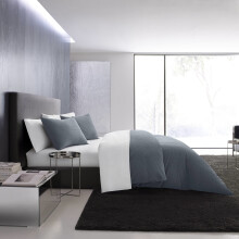 Vera Wang - King Duvet Cover Set Luxury Cotton Bedding with Button Closure Includes Matching Shams Waffle Pique Midnight King