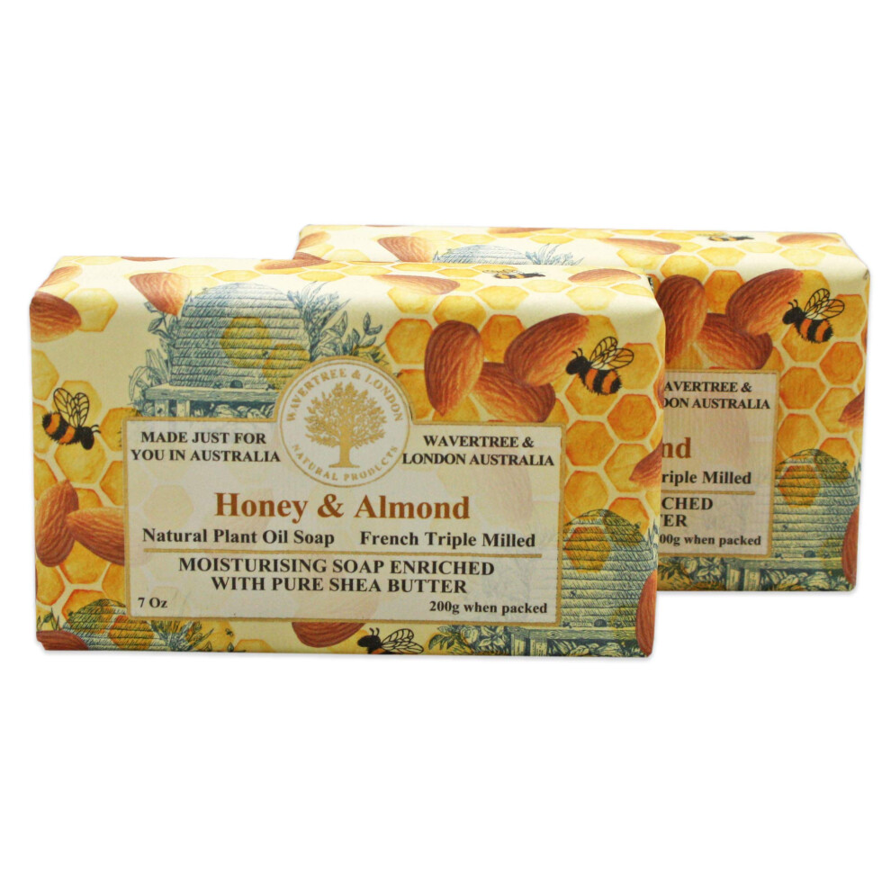 Wavertree Ja Lontoo Wavertree & London Honey Almond (2 Bars) 7Oz Moisturizing Natural Soap Bar French -Milled And Enriched With Shea Butter