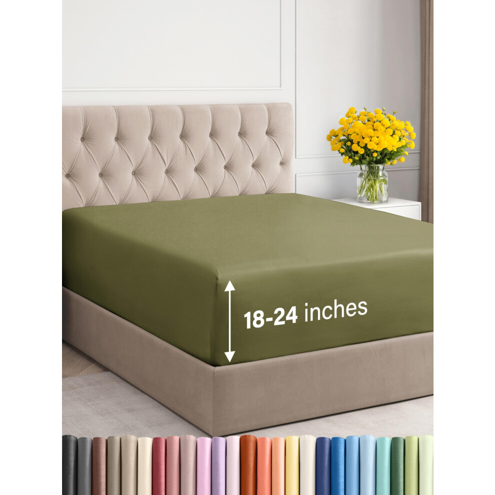Drap-housse extra profond pour lit king size - Drap-housse simple de luxe pour h   tel uniquement - S'adapte facilement aux matelas de 45     61 cm -