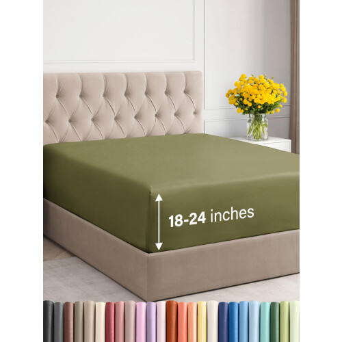 Lençol Ajustável Extra Profundo Twin XL - Luxo de Hotel - Acomoda Colchões de 18 a 24 polegadas
