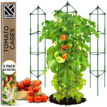 K-Brands Tomatenkooi - Tomatenplantenstokken Ondersteuningskooien Trellis voor tuin en potten (3-pack - Extra hoog tot 68 inch)