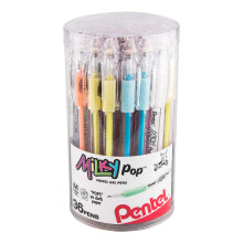 Pentel Milky POP Beauty Beauty Pastel Gel Pens (0,8 mm), mittlere Linien, sortiert, 6 Tintenfarben (F/G/K/P/S/V/W), 6 Stifte pro Farbe, 36er-Packung,