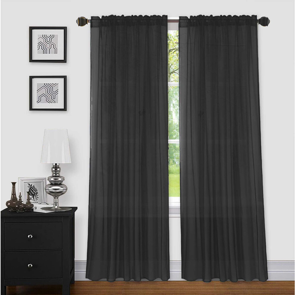 Sapphire Home Window Sheer curtain - 2 Panels Window curtains wRod Pocket  Voile Sheer curtains 63 inch Length 2 Panels for BedroomLiving Room  Window-image-OPC-PFM7HVB-NEW