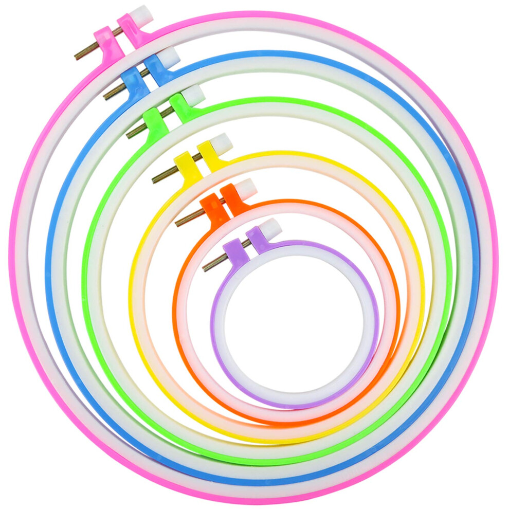Similane Lot De 6 Cerceaux Broder En Plastique Multicolores De 8,6 25,9 Cm Pour Broderie Et Point De Croix-image