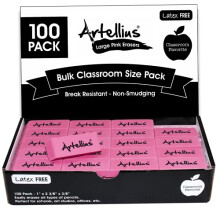 Pink Erasers Pack of 100 - stor størrelse latex & smudge gratis - bulk skoleartikler til klasselokaler lærere hjemmeskolekontor kunstklasse og me